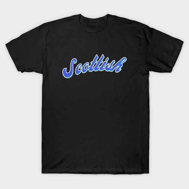 Scottish Swishy Script in Blues T-Shirt by tnts